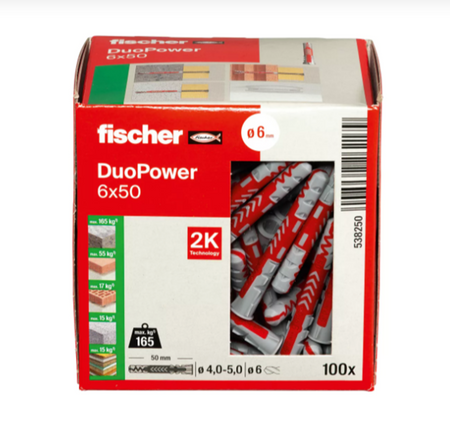 Fischer DUOPOWER Universaldübel leistungsstarker 2-Komponenten-Dübel 6 x 50 mm