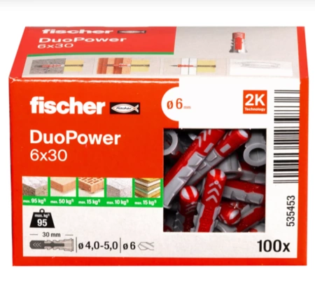 Fischer DUOPOWER Universaldübel leistungsstarker 2-Komponenten-Dübel 6 x 30 mm 100 Stk.