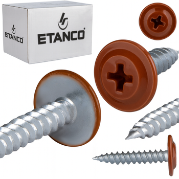 ETANCO GM-S selbstschneidende Blechschrauben Flachkopf RAL 8012 Rotbraun 4,2 x 38 mm 250 Stk.