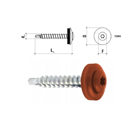 KLIMAS WDD selbstbohrende Spenglerschrauben für Blech auf Holz RAL 8004 Kupferbraun 4,8 x 35 mm 250 St.
