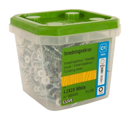 ESSVE Holzschrauben für Möbel Korpus und Innenausbau 4,2 x 28 mm Weiß 250 St.