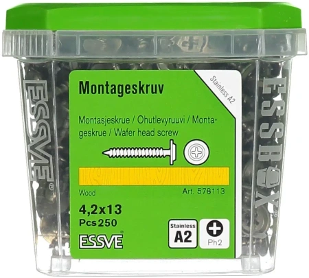 ESSVE Edelstahlschrauben A2 PH2 C4 ESSBOX 4,2 x 13 mm 250 Stk.