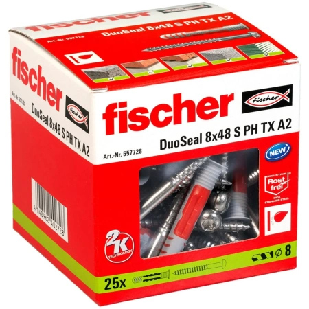 fischer DuoSeal 8 x 48 S Dübel mit Edelstahlschraube 25 Stk.