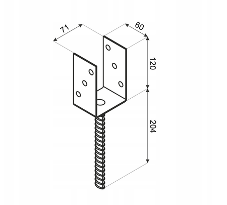 Domax U-Pfostenträger Pfostenanker PS 70UAN 71x120x4 mm anthrazit 1 Stk.
