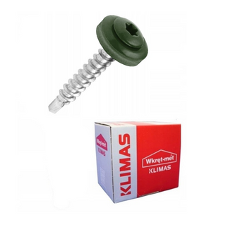 KLIMAS WDD selbstbohrende Spenglerschrauben für Blech auf Holz RAL 6005 Moosgrün 4,8 x 35 mm 250 St.