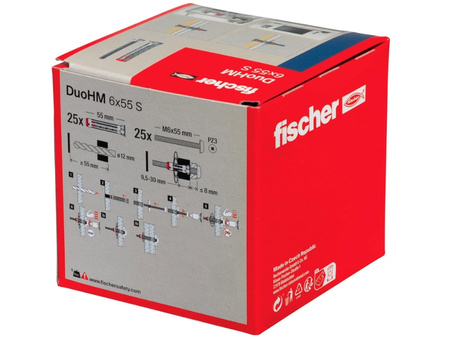 fischer Hohlraumdübel DuoHM 6 x 55 S PZ mit Schrauben 25 Stück