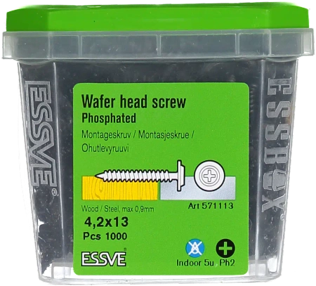 ESSVE Profilverbindungsschrauben PH2 schwarz im ESSBOX 4,2x13 mm 1000 Stk.