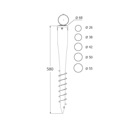 Domax PWO Einschraub Bodenhülsen Pfostenträger rund 68 x 550 mm 1 Stk.