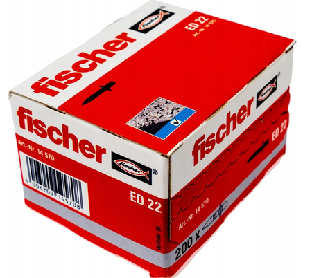 fischer ED Einschlagnagel Stahlnagel Befestigungsnagel Beton 22 mm 200 Stk.