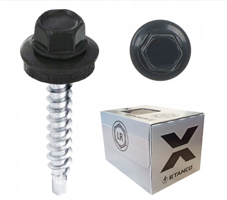 ETANCO Selbstbohrschrauben Trapezblechschrauben RAL 9005 4,8 x 20 mm 250 Stk.