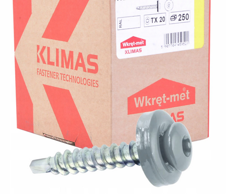KLIMAS WDD selbstbohrende Spenglerschrauben für Blech auf Holz RAL 9006 Weißaluminium 4,8 x 35 mm 250 St.