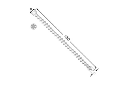 CPW Vollgewinde-Zimmermannschrauben mit Zylinderkopf  6x180