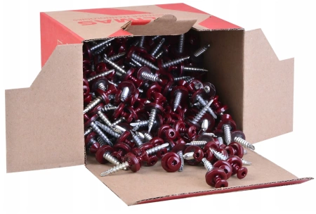 KLIMAS WDD selbstbohrende Spenglerschrauben für Blech auf Holz RAL 3005 Weinrot 4,8 x 35 mm 250 St.