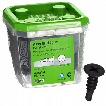 ESSVE Montageschrauben PH2 phosphatiert im ESSBOX 4,2 x 14 mm 500 Stk.