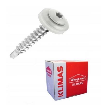 KLIMAS WDD selbstbohrende Spenglerschrauben für Blech auf Holz RAL 9003 Signalweiß 4,8 x 35 mm 250 St.