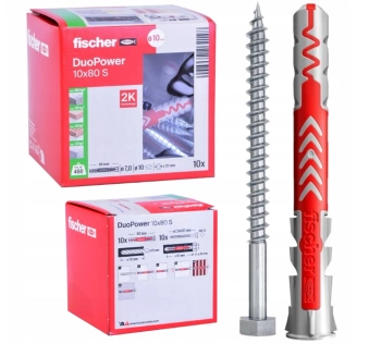 Fischer DUOPOWER 10x80 S Universaldübel Allzweckdübel mit Schraube 10 St.