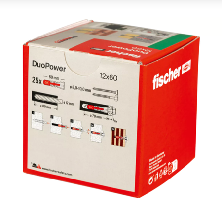 Fischer DUOPOWER  Universaldübel leistungsstarker 2-Komponenten-Dübel 12 x 60 mm