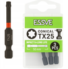 ESSVE Impact Bits für Schlagschrauber TX25 konisch schwarz 50 mm 3 Stück