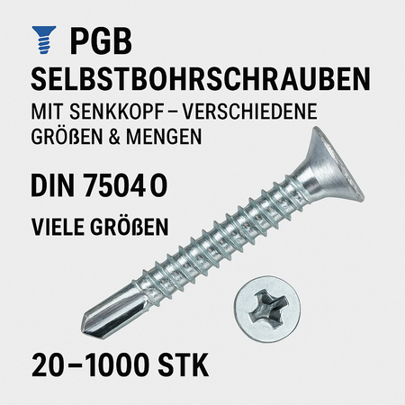 PGB Selbstbohrschrauben Metall Senkkopf PH2 DIN 7504O  4,2 x 19 mm, 1000 St.