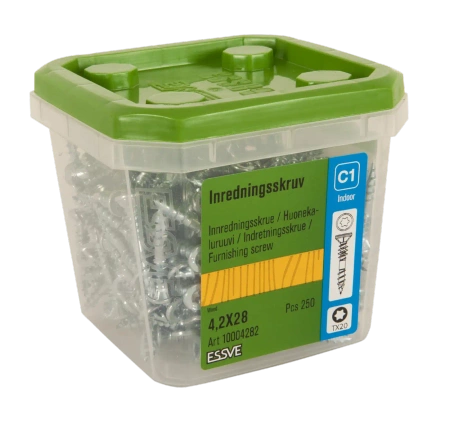 ESSVE Holzschrauben für Möbel Korpus und Innenausbau 4,2 x 28 mm Silber 250 St.