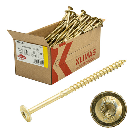 50 Stück Tellerkopfschrauben 8x120mm TX40 Gelb Verzinkt - Für Holz & Konstruktion