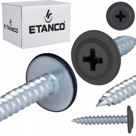 ETANCO GM-S selbstschneidende Blechschrauben Flachkopf RAL 7024 Graphitgrau 4,2 x 30 mm 250 Stk.