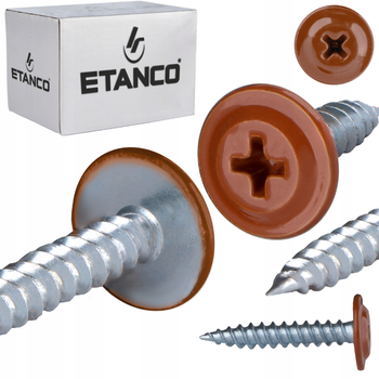 ETANCO GM-S selbstschneidende Blechschrauben Flachkopf RAL 8004 Kupferbraun 4,2 x 50 mm 250 Stk.