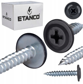 ETANCO GM-S selbstschneidende Blechschrauben Flachkopf RAL 9005 Tiefschwarz 4,2 x 19 mm 250 Stk.