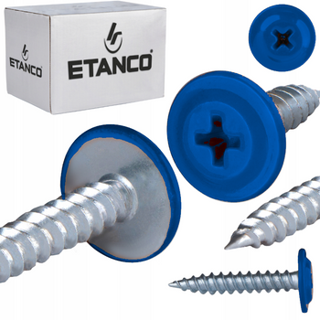 ETANCO GM-S selbstschneidende Blechschrauben Flachkopf RAL 5010 Enzianblau 4,2 x 14 mm 250 Stk.