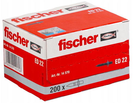 fischer ED Einschlagnagel Stahlnagel Befestigungsnagel Beton 22 mm 200 Stk.