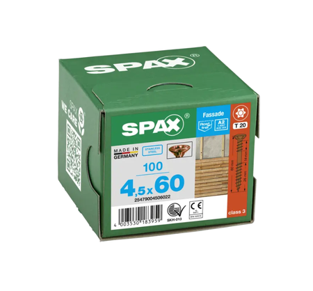 Spax Fassadenschraube Edelstahl A2 4,5 x 60 mm 100 Stk. Antik