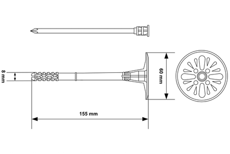 Klimas LMX-8 Tellerdübel Schlagdübel Dämmstoffdübel 8 x 155 mm 200 Stk.