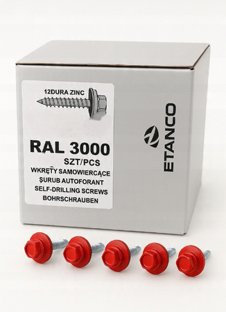 ETANCO Selbstbohrschrauben Trapezblechschrauben RAL 3000 4,8 x 20 mm 250 Stk.