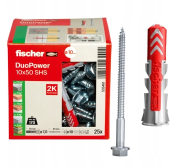 Fischer DUOPOWER 10x50 SHS Universaldübel Allzweckdübel mit Schraube 25 St.