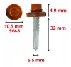 KLIMAS WSS Selbstbohrschrauben für Blech Metall RAL 8004 Kupferbraun 5,5 x 32 mm 250 Stk.