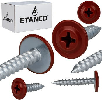 ETANCO GM-S selbstschneidende Blechschrauben Flachkopf RAL 3011 Braunrot 4,2 x 14 mm 250 Stk.