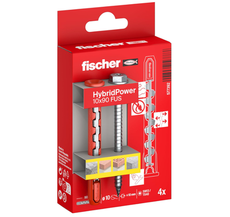 Fischer HybridPower 10x90 FUS K Sechstkantschraube Dübel 4 Stk.