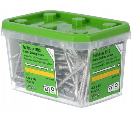 ESSVE HDS Terrassenschrauben A2 Edelstahl verdeckte Montage 4,8 x 60 mm 250 St.