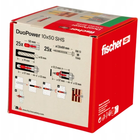 Fischer DUOPOWER 10x50 SHS Universaldübel Allzweckdübel mit Schraube 25 St.