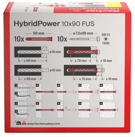 Fischer HybridPower 10x90 FUS (10) Sechstkantschraube Dübel 10 Stk.