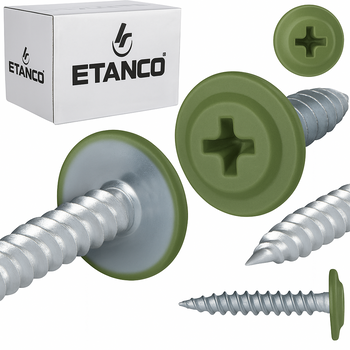 ETANCO GM-S selbstschneidende Blechschrauben Flachkopf RAL 6011 Resedagrün 4,2 x 19 mm 250 Stk.