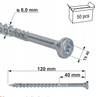 Klimas WKCR Konstruktionsschrauben mit Zylinderkopf Torx 8 x 120 mm 50 Stk.