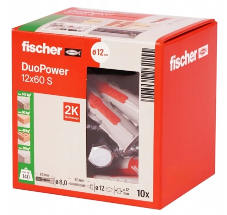 Fischer DUOPOWER 12x60 S Universaldübel Allzweckdübel mit Schraube 10 St.