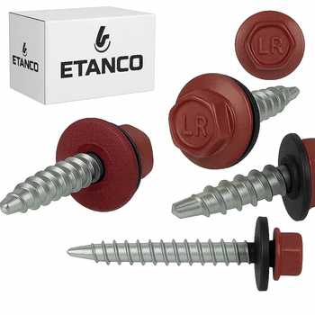 ETANCO Selbstbohrschrauben Trapezblechschrauben RAL 3009 4,8 x 20 mm 250 Stk.