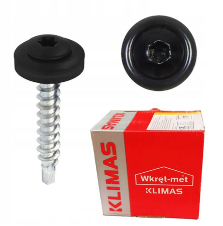 KLIMAS WDD selbstbohrende Spenglerschrauben für Blech auf Holz RAL 9005 Tiefschwarz 4,8 x 35 mm 250 St.
