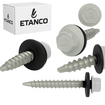 ETANCO Selbstbohrschrauben Trapezblechschrauben RAL 7035 4,8 x 60 mm 100 Stk.