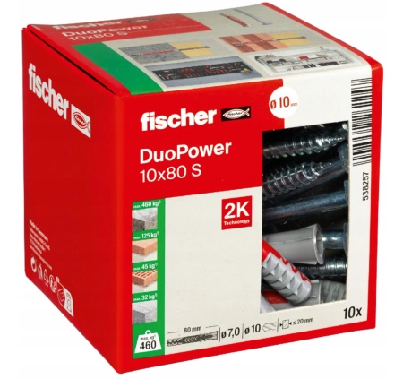 Fischer DUOPOWER 10x80 S Universaldübel Allzweckdübel mit Schraube 10 St.