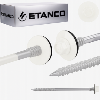 Etanco Sandwichplatten-Schrauben Holz Beton RAL 9010, 230 mm 100 Stk.