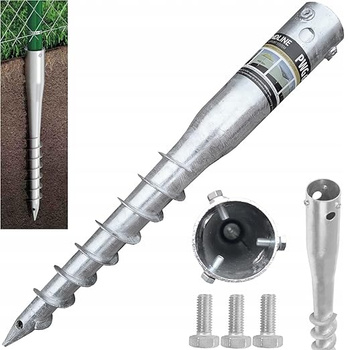 GRUNDLINE Pfostenträger Ø 60 mm 60x550x1,7 mm mit Klimas 3er-Set Schrauben