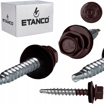 ETANCO Selbstbohrschrauben Trapezblechschrauben RAL 8017 4,8 x 35 mm 250 Stk.